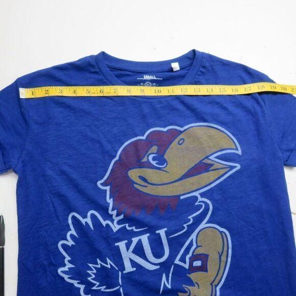 NCAA Kansas University Jayhawks T-Shirt Size Small Blue Short Sleeve - Picture 4 of 7